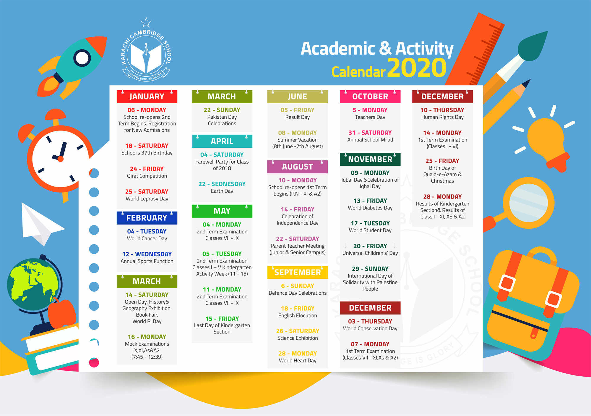 Calendar Karachi Cambridge School